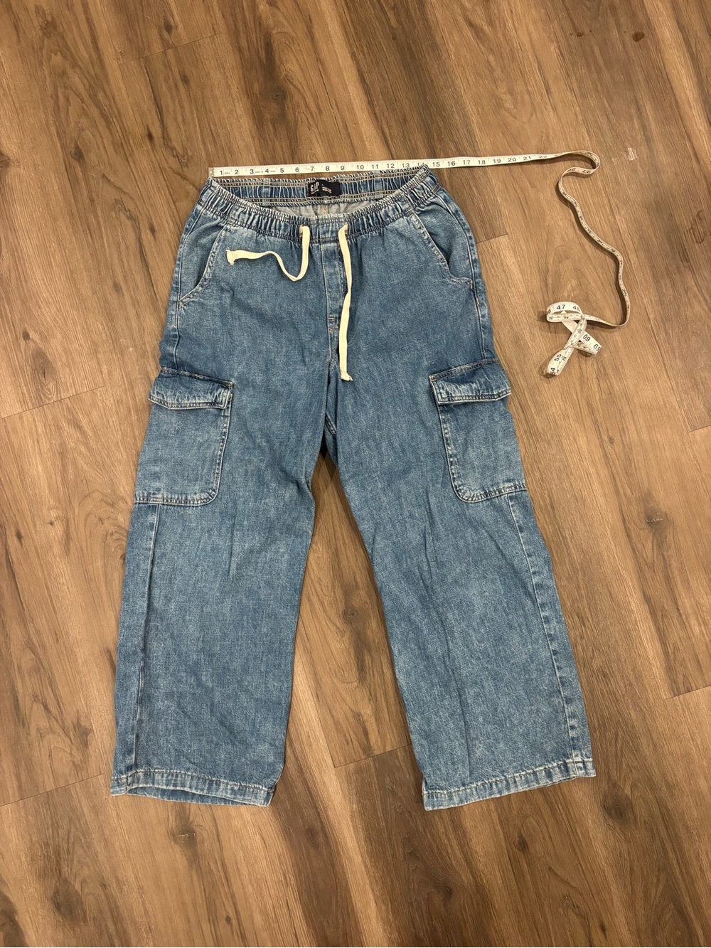 GAP Light Blue Denim Cargo Pants with Drawstring